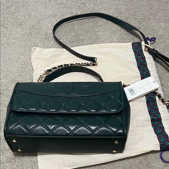 Tory Burch Dark Green Quilted Shoulder Bag - Picture 2 of 11